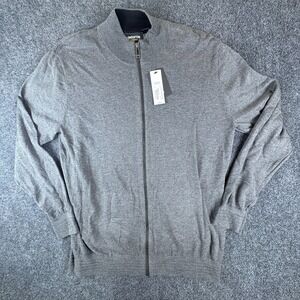 Claiborne Performance Cardigan Sweater Men L Charcoal Cotton Thermolite Full Zip